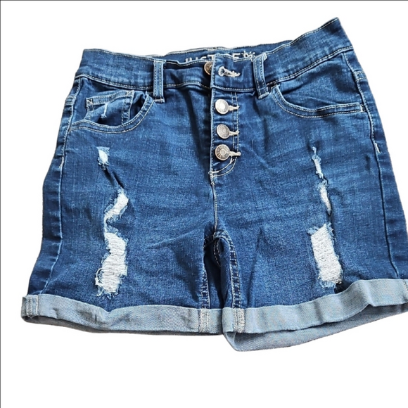 Justice Blue Jean Shorts with Distressed Cuffed Design - Picture 1 of 4